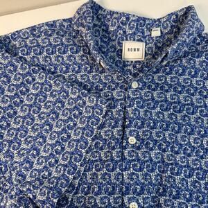 ROWM Blue Waves All Over Print Short Sleeve Button Up Shirt Men’s Size XXL